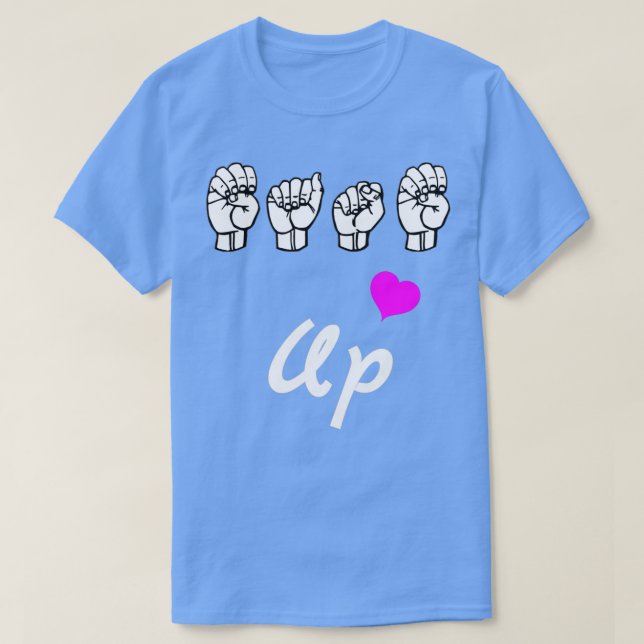 EASE UP-text och ASL-teckenspråksdesign T Shirt (Design framsida)