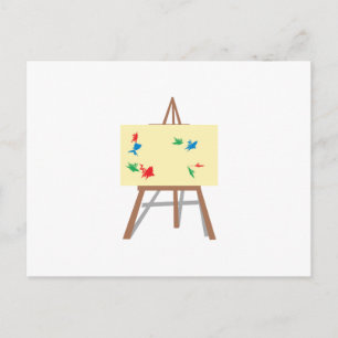 Easel och målarfärg vykort