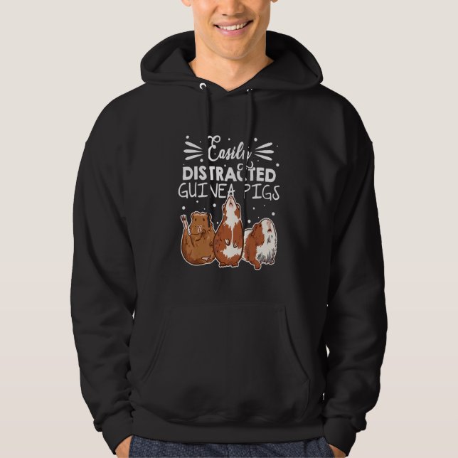 Easily Disctracted By Guinea Pigs Animal Lover Pig Hoodie (Framsida)
