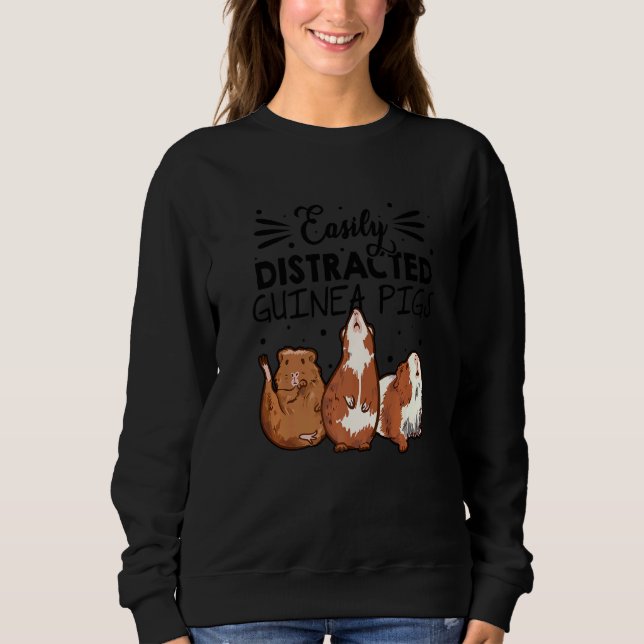 Easily Disctracted By Guinea Pigs Animal Lover Pig T Shirt (Framsida)