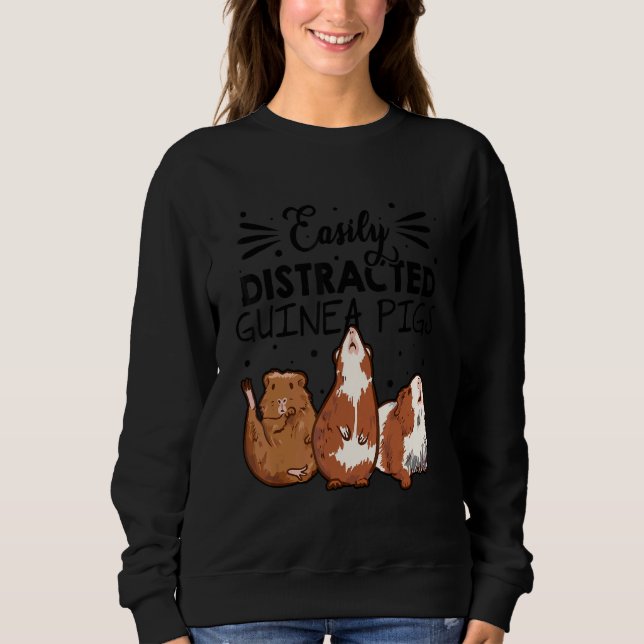 Easily Disctracted By Guinea Pigs Animal Lover Pig T Shirt (Framsida)