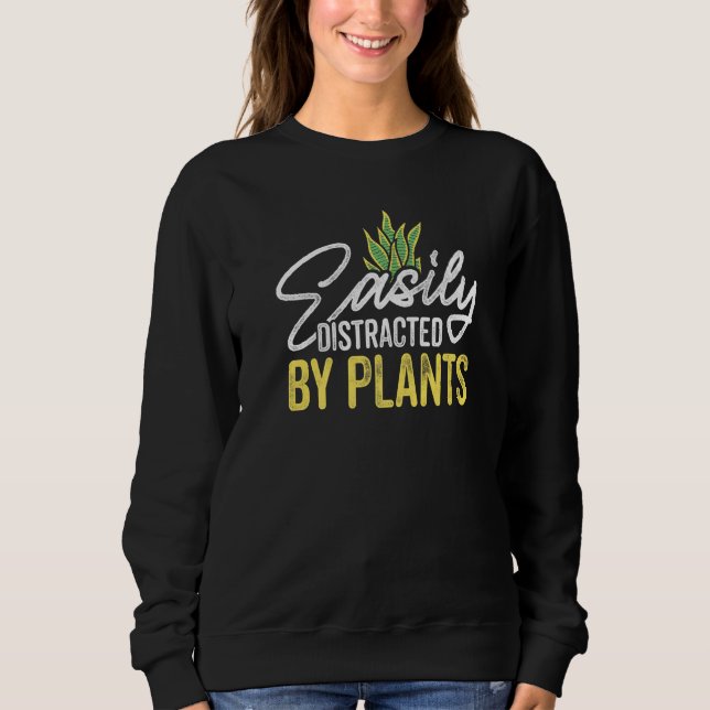 Easily Distraced By Plants Gardener Gardening Bota T Shirt (Framsida)