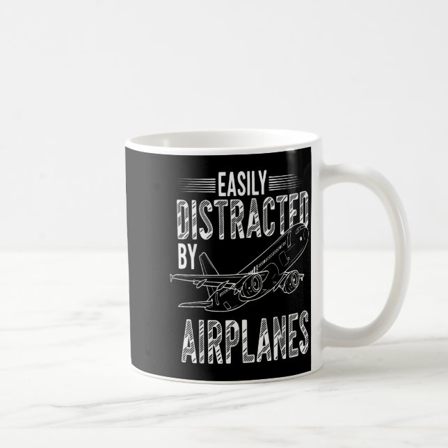 Easily Distracted By Airplanes Funny Plane Lovers  Kaffemugg (Höger)