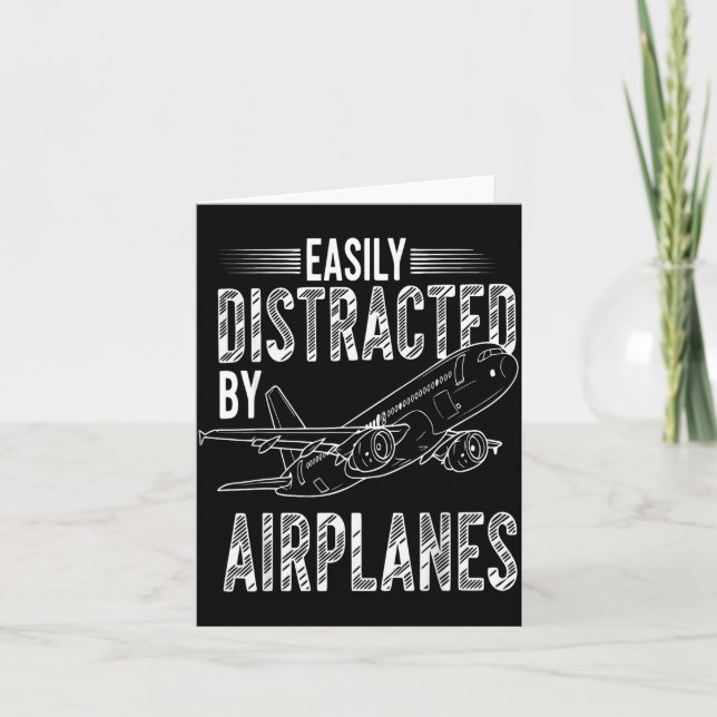 Easily Distracted By Airplanes Funny Plane Lovers  Kort (Framsida)