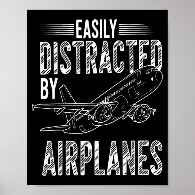 Easily Distracted By Airplanes Funny Plane Lovers  Poster (Framsidan)