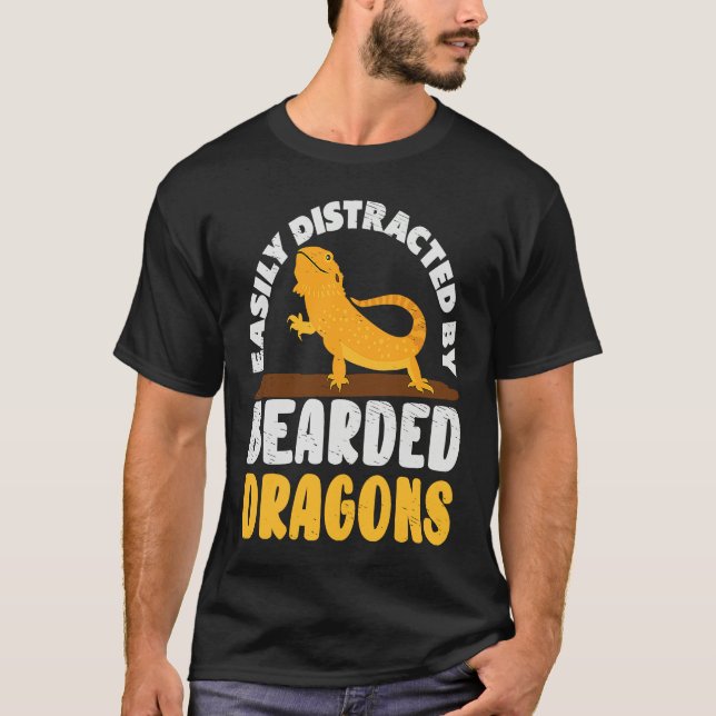 Easily Distracted by Bearded Dragon Lizard Reptile T Shirt (Framsida)
