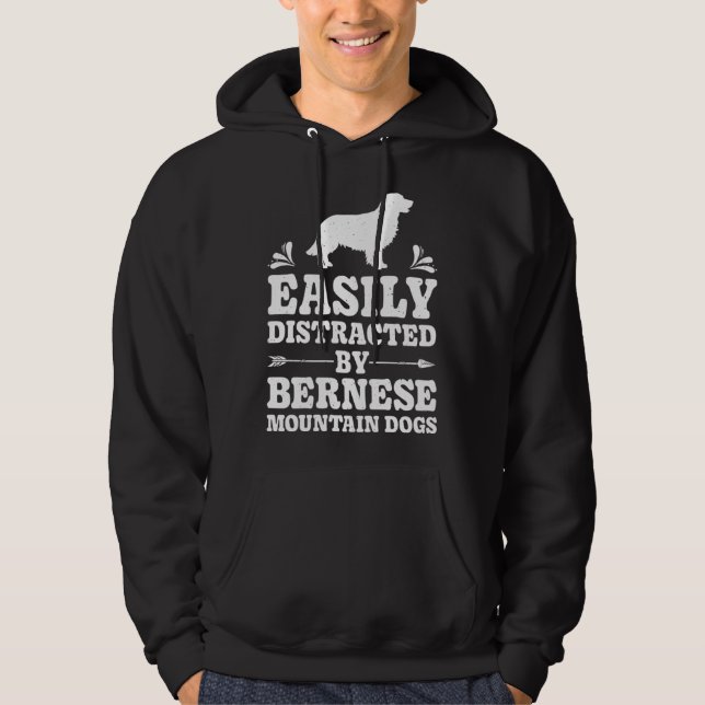 Easily Distracted By Bernese Mountain Dogs  Dog Hoodie (Framsida)