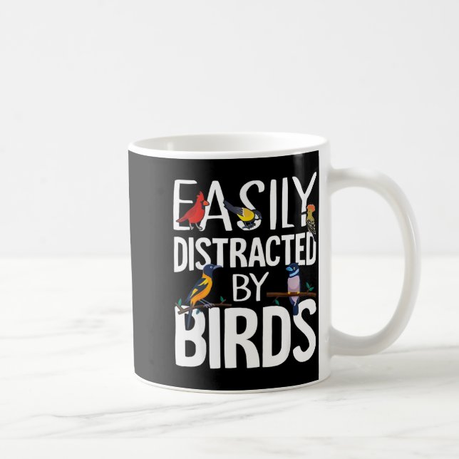 Easily Distracted By Birds Funny Bird Lover &amp;  Kaffemugg (Höger)
