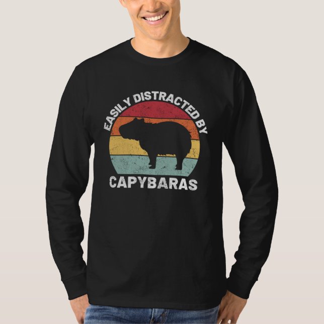 Easily Distracted By Capybara Retro Capybara T Shirt (Framsida)