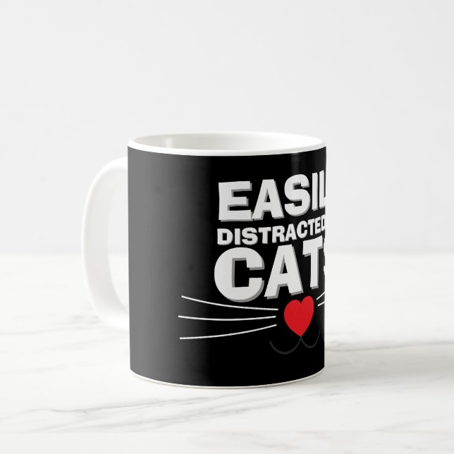 Easily Distracted by Cats Mug | We Are All Mugs Kaffemugg (Framsida vänster)