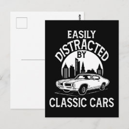 Easily Distracted By Classic Cars Funny Vykort