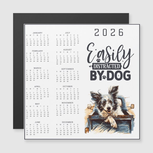 Easily Distracted By Dog Calendar (Fram/baksida)