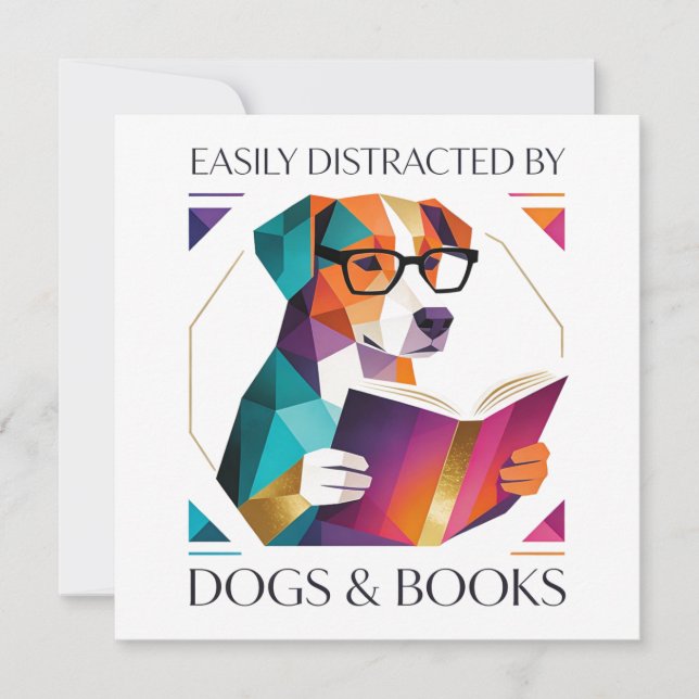 Easily Distracted By Dogs And Books Mother’s Day Julkort (Framsida)