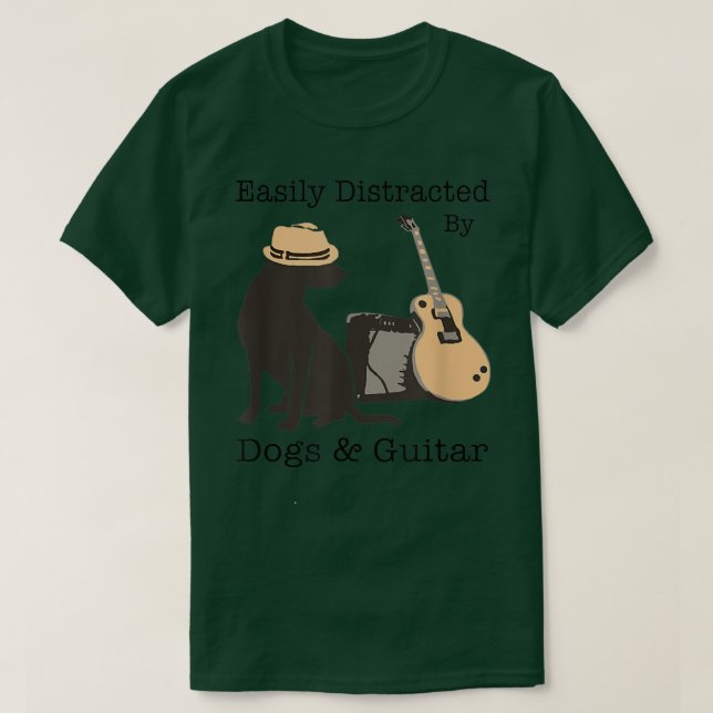 Easily Distracted By Dogs And Guitar Guitarist Ani T Shirt (Design framsida)