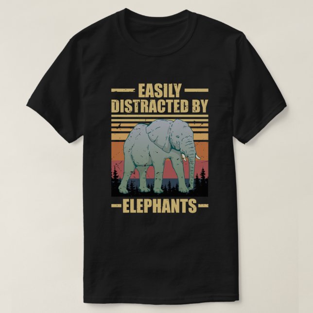 easily distracted by elephants t shirt (Design framsida)