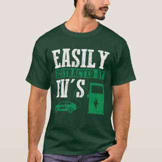 Easily Distracted By EVs Electric Car EV Driver gi T Shirt