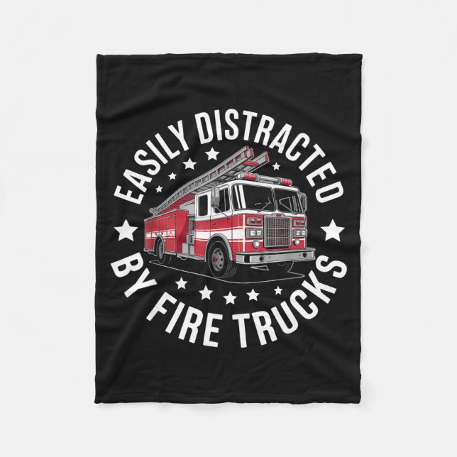 Easily Distracted By Fire Trucks Design  Fleecefilt (Framsidan)