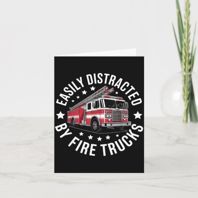 Easily Distracted By Fire Trucks Design  Kort (Framsida)