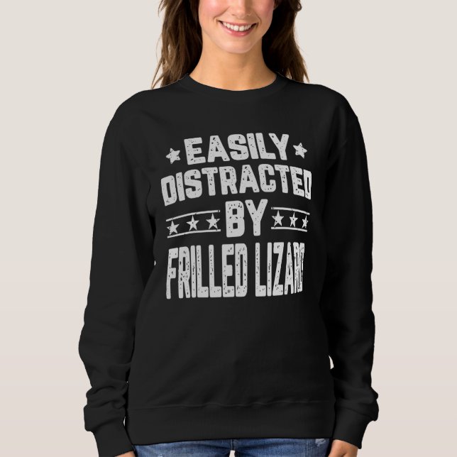 Easily Distracted By Frilled Lizard   Reptiles T Shirt (Framsida)