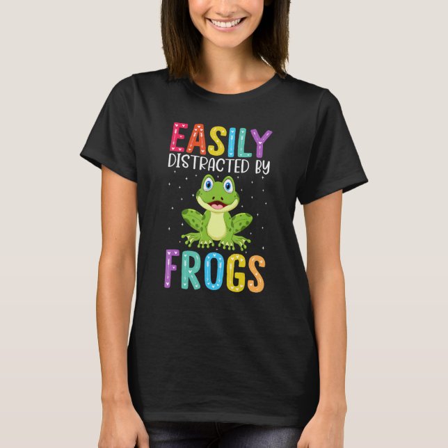Easily Distracted By Frogs  Frog T Shirt (Framsida)
