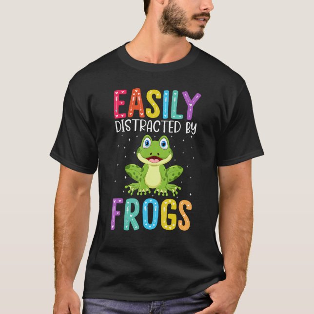 Easily Distracted By Frogs  Frog T Shirt (Framsida)