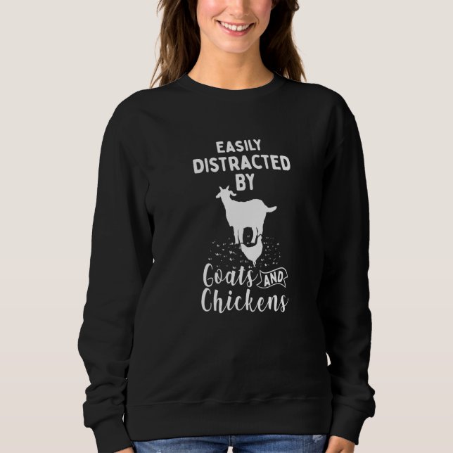Easily Distracted By Goats And Chickens T Shirt (Framsida)