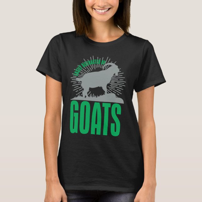 Easily Distracted By Goats  Animal  For Men Women T Shirt (Framsida)