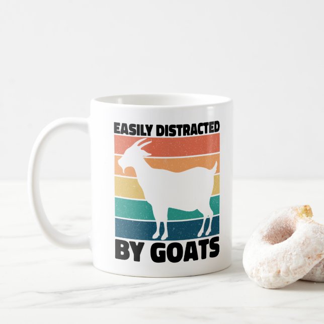 Easily Distracted By Goats Lovers Kawaii Pet Funny Kaffemugg (Med munk)