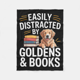 Easily Distracted By Goldens &amp; Books - Golden  Fleecefilt