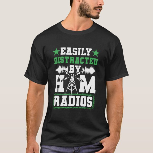 Easily Distracted By Ham Radios Network Network Si T Shirt (Framsida)