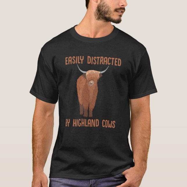 Easily Distracted By Highland Cows Highland Cow Sc T Shirt (Framsida)