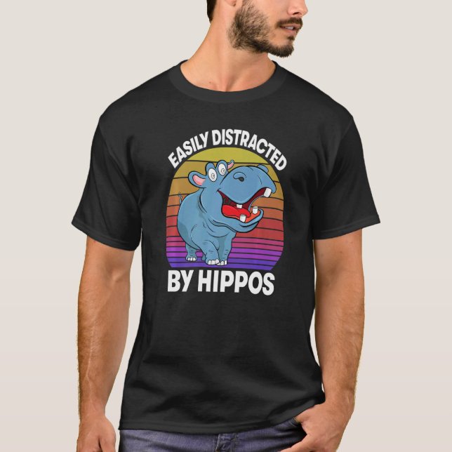 Easily Distracted By Hippo  Women Hippopotamus Par T Shirt (Framsida)