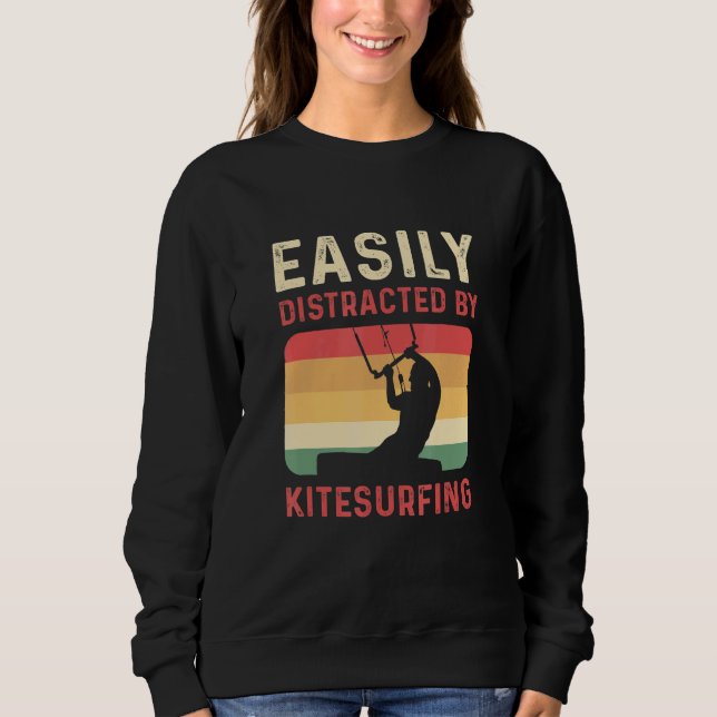 Easily Distracted By Kitesurfing Kiteboarding T Shirt (Framsida)