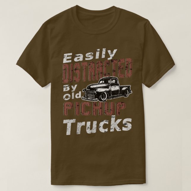 Easily Distracted By Old Pickup Square Body Trucks T Shirt (Design framsida)