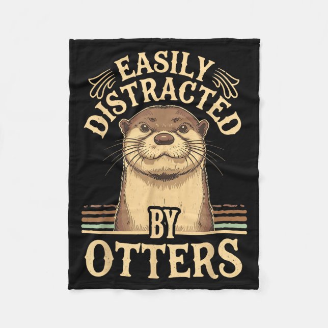 Easily Distracted By Otters Funny Otters Lovers Jo Fleecefilt (Framsidan)