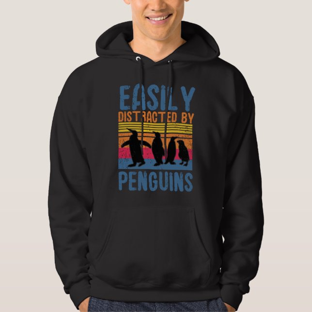Easily Distracted By Penguins  Bird Cute Animal Hoodie (Framsida)