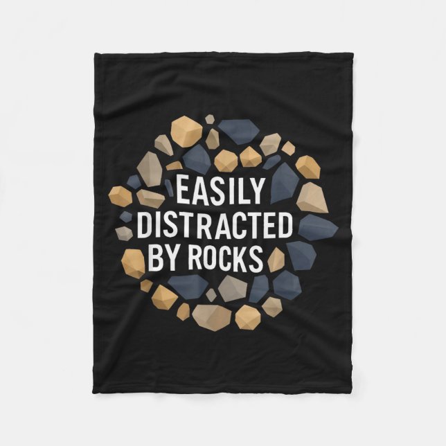 Easily Distracted By Rocks Funny Geology Rock Coll Fleecefilt (Framsidan)