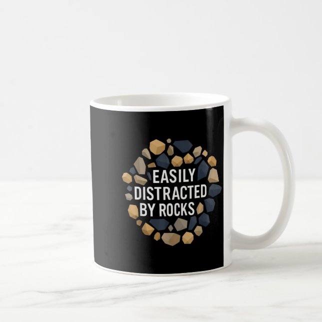 Easily Distracted By Rocks Funny Geology Rock Coll Kaffemugg (Höger)