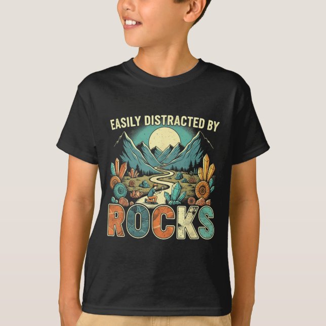 Easily Distracted By Rocks Geology Geologist Colle T Shirt (Framsida)
