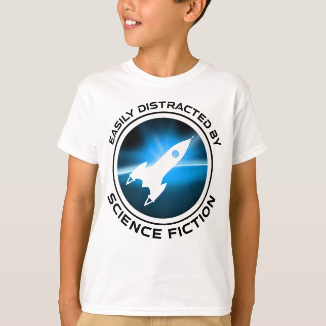 Easily Distracted By Science Fiction T Shirt (Framsida)