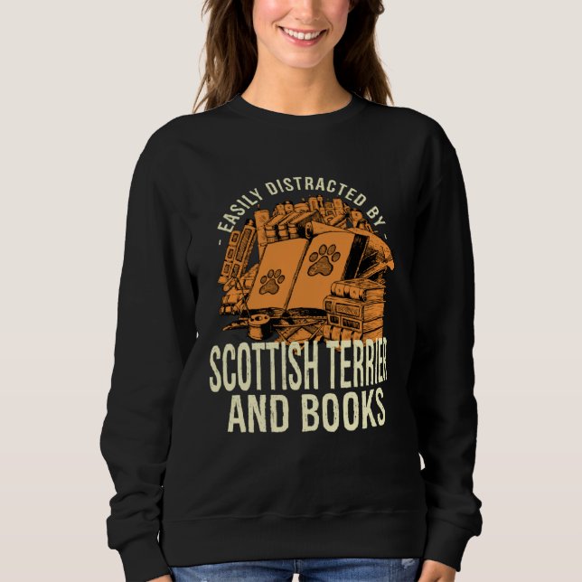 Easily Distracted By Scottish Terrier And Books Sc T Shirt (Framsida)