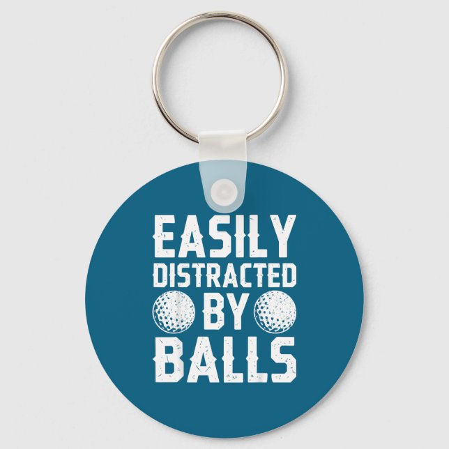 Easily Distracted By Shirt Funny Men Women Golf Lo Nyckelring (Framsida)