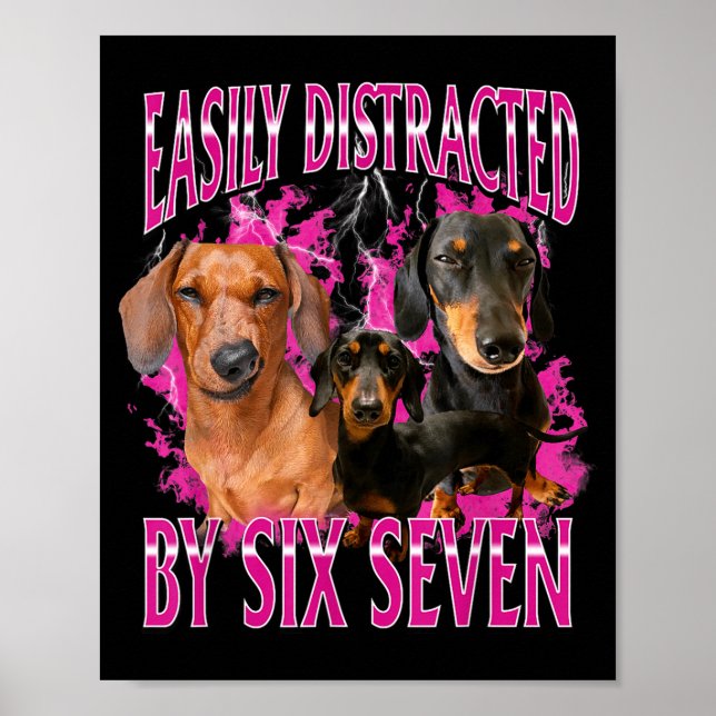 Easily Distracted By Six Seven 67 Meme Dachshund W Poster (Framsidan)