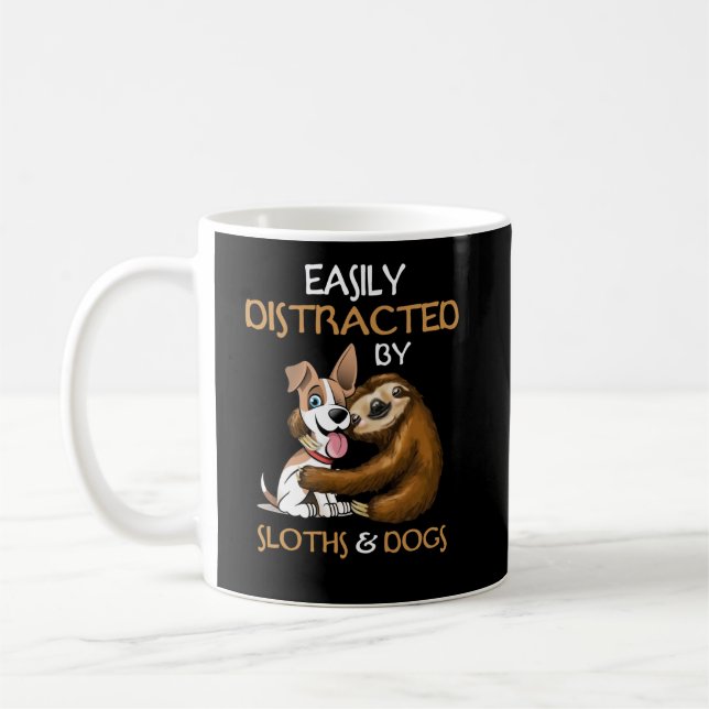 Easily Distracted By Sloths And Dogs Sloth Lover Kaffemugg (Vänster)