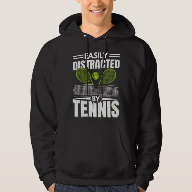 Easily Distracted By Tennis  Sports Player Graphic Hoodie (Framsida)