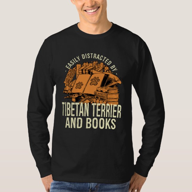 Easily Distracted By Tibetan Terrier And Books Tsa T Shirt (Framsida)