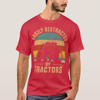 Easily Distracted By Tractors Farmer Tractor Funny T Shirt