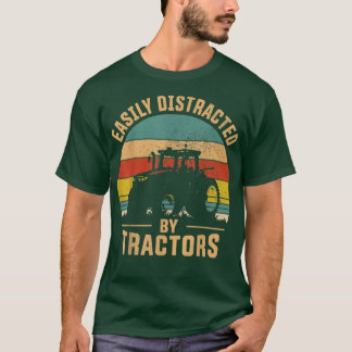 Easily Distracted By Tractors Farmer Tractor Funny T Shirt
