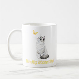 Easily Distracted Cute Cat & Butterfly Design Kaffemugg