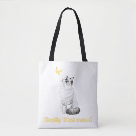 Easily Distracted Cute Cat & Butterfly Design Tygkasse